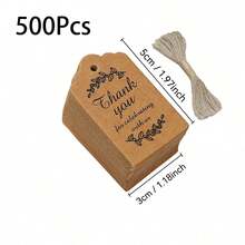 50/100/200/500个牛皮纸礼品标签，配麻绳，感谢标签，适用于婚礼、新娘送礼会、生日、派对、婚礼回礼、感恩节或其他特殊场合，礼品标签，礼盒标签，感谢卡，吊牌 - 彩色 - 查看 25