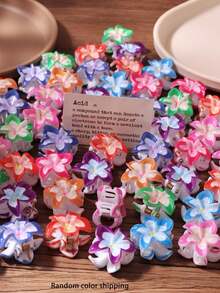 10/30/50/100pcs Colorful Multi-Layer Plumeria Hair Claw, Macaron Gradient Contrast Color Beach Photography Fresh Hair Accessory (Random Color) - Multicolor - View 4