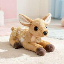 1pc Realistic Prone Position Deer Plush Doll, Soft Comfortable 3D Prone Deer Doll, Valentine's Day Surprise Gift For Best Friend/Girlfriend, Children's Hug Pillow, Zoo Souvenir Plush Doll, Birthday Gift, Christmas, Halloween - Multicolor - View 3