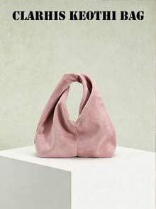 Elegant Women's HandBag With Soft Touch Material, Featuring Artistic Folded Design Fashion For Daily, Office And Weekend Looks - Pink - View 1