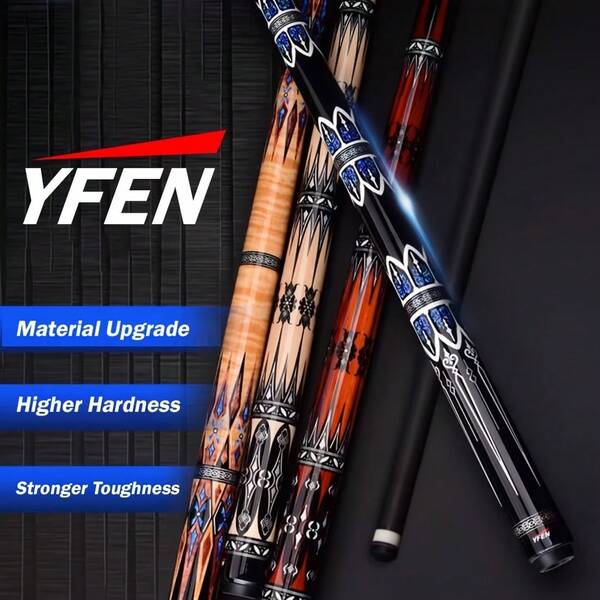 JIAN YING Taco de Billar de Fibra de Carbono YFEN de 58 Pulgadas Profesional de Baja Deflexión, con Junta Roscada de 3/8*8 y Punta de 12.5mm, Taco de Billar de Grado Profesional, Longitud 147cm, Incluye Mango de Extensión Telescópico Original
