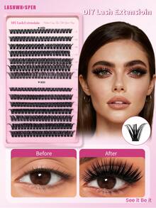 Wispy Cluster Eyelashes 600pcs DIY Single Cluster Lash Extensions, Natural Look D Curl 9-16mm, Ultra Lightweight Soft Base Band, Reusable 30D/40D/50D/60D/80D/100D - Multicolor - View 5