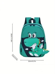 1pc Personalized Back To School Cute Dinosaur Backpack, Zipper Closure Nylon Material, Adjustable Shoulder Straps, Hand-Carry, Suitable For School, Shopping, Daily Outings, Outdoor Trips. Birthday Gift. - Multicolor - View 12