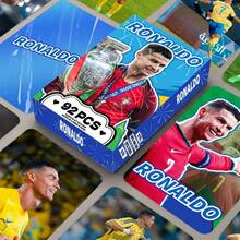 92件套（60張照片卡 + 32張貼紙）高畫質照片卡，Ronaldo Lomo卡，足球明星收藏卡，足球肖像卡，高畫質雙面貼紙與支撐卡，粉絲周邊，收藏品，適合粉絲生日 - 彩色 - 查看 1
