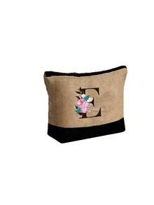 Women's Beach Tote Bag With Shoulder Strap, Pink Peony Flower A-Z Letter Print Tote Bag, Comes With Shoulder Strap And Makeup Bag; Vacation Beach Commute Shopping Bag, Gift Bag With Side Pockets, Large Capacity Handbag, Can Hold Books, Cosmetics, Parasol, Suitable For Daily Commute, Travel, Picnic, Camping, Students, Large Capacity Laptop Tote Bag, Student Commute Canvas Bag, Back To School Gift, Teacher's Day Gift - Multicolor - View 26