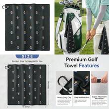 Golf Towel,Fun Prints Microfiber Towels, Waffle Fabric Large Golf Towel, With Heavy Duty Clip, Golf Bag Accessories For Men And Women - Blackprintedgolf Ball - View 1