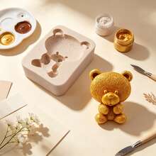 1 件可爱泰迪熊手工软陶土模具，DIY 石膏/芳香疗法/硅胶模具 - 杏色 - 查看 4