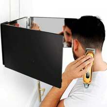 LUYAO Wall-Mounted 3-Fold Mirror, 360° Three-Way Mirror, Suitable For Hair Dyeing, Hair Braiding, DIY Haircut, Self-Haircut, Shaving, Makeup Hairdressing Tool - Black - View 2