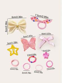 815 Stücke/Set Haaraccessoires für Schülerinnen, Satin-Schleifen, 3D-Stoffblumen-Haargummis, Mesh-Schmetterlinge, bunte Stern-Clips mit Macaron-Haarbändern, weich und nicht schädlich, frisches und minimalistisches Design, geeignet für Partys, Kunstaufführungen, Wochenendausflüge, tägliche Haarclips und Flecht-Haaraccessoires-Set - Verschiedenfarbig - Übersicht 4
