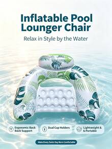 1 Set Thickened Adult PVC Inflatable Pool Float - Fruit Design Floating Raft, Pool Hammock. Suitable For Adult Pool, Beach And Other Water Activities. Multi-Functional PVC Pool Float, Combining Lounge Chair And Floating Function, Ideal For Travel - Maple Leaf Style - View 6