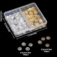 200/600pcs Per Box, 6/9mm Gold And Silver Flower Bead Caps, Suitable For Jewelry Making, Bracelets, Needlework DIY Accessories - Receptacle - View 5