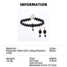 1 Pair Earrings + 1 Necklace Gothic Style Gemstone Inlaid Water Drop Tassel Lace Women's Earrings Necklace Party Gift - Jewelry Set - View 16