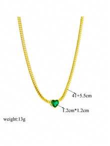 RAYQUEEN "Two Green Heart Zirconia Stainless Steel Necklace + Bracelet Set For Women - Perfect Holiday Gift" - Green - View 8