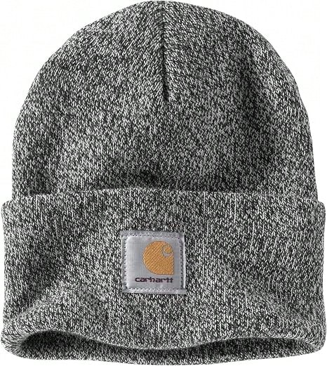Carhartt Unisex Solid Ribbed Cuffed Knit Beanie Patch Label Warm Winter Streetwear Skull Hat - Charcoal Heather - View 1