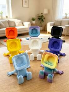 1pc Watch Charging Dock, Robot Charging Stand, Smart Watch Holder, Creative Minimalist, Space-Saving, Suitable For Bedroom, Living Room, Office, Study, Home Decor Essential, Wedding Season Graduation Season Back To School Season Gift, Desktop Bedside Table Stand Base, Decorative Ornament, Watch Charging Tray, Dorm Storage - Multicolor - View 7