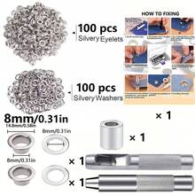 EDCUEBE7 100pcs (6/8/10/12mm) Copper Eyelet Tool Set, Includes Puncher And Hollow Punch Head, Suitable For Installing Eyelets On Clothing, Leather, Fabric, Belts And Other Materials, As Well As Impact Punch And Puncher, Can Be Used For Jewelry Making. Durable Iron Tools, Suitable For Leather, Belts, Clothing And Curtains. Set Includes Storage Bag. - Multicolor - View 13