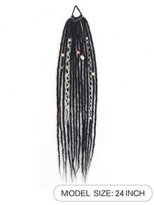 Bohemian-Style Braided Beaded Matte Gradient Dreadlocks African Hair Tie Ponytail, Perfect For Women To Wear At Parties And Gatherings. - Multicolor - View 4