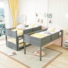 Single Bed 90*200 Cm, Solid Wood Slats, Bunk Bed, High Fence Design - Gray - View 3