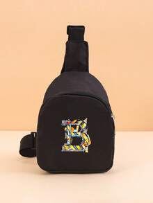 1PC Toddler A-Z Tool Letter Print Chest Bag, Adjustable Shoulder Strap Comfortable Crossbody Bag, Suitable For Toddlers Daily School, Outings And Casual Wear - Black - View 22