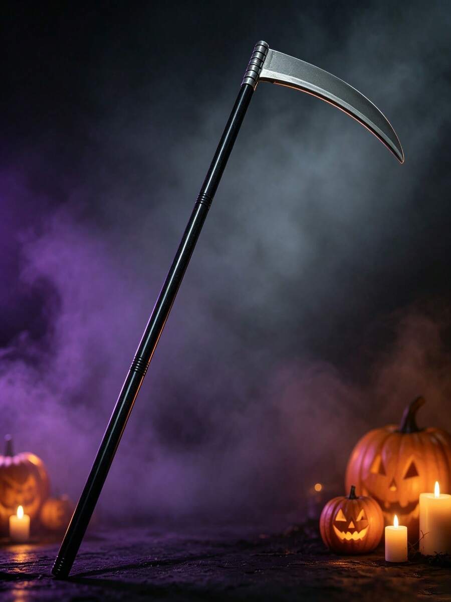 1pc Halloween Grim Reaper Scythe Prop, Giant Scythe Costume Accessory For Adults, Suitable For Cosplay, Performance And Horror Theme Party Decoration - Sickle Style - View 1