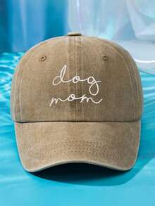 MAKEFGE 1件女款 DOG MOM 刺繡圖案個性化黑色多色防曬可調尺寸戶外休閒時尚水洗做舊棒球帽，適合日常穿著 - B型 - 查看 20