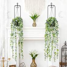 1/2pcs Artificial Hanging Plants, Wall-Mounted Planter Decor, Suitable For Indoor, Outdoor, Living Room Shelf Decoration, Home Decor, Room Decor, Garden Decor, Wall Decor - Eucalyptus - View 1