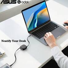 ASUS 2pcs 100W USB C To USB C Cable • Retractable With Magnetic Slot • 4 Preset Lengths • Fast Charging Compatible With Iphone 17promax/16pro/15, IPad, MacBook • For S25/24 • 3.3ft Tidy Up The Cables, Easy To Carry - Baby Blue - View 5