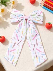 1pc Back To School Supplies White Minimalist Large Bow Hair Clips, Bow Barrettes, School Stuff, Pretty Sweet Hair Accessories Gift For Kids Teen Daily Wear - Multicolor - View 1