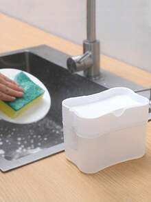 Manual Liquid Soap Dispenser With Integrated Sponge Holder - Space-Saving Manual Kitchen Sink Organizer, Suitable For Dishwashing And Handwashing; Easy To Maintain, No Electricity Required; Durable Plastic Soap Pump And Sponge Holder; Compact Countertop Accessory; Perfect For Kitchen, Outdoor Camping, RV, Bathroom, Toilet And Patio; Ideal For Home, Home Cooks, Renters And Enthusiasts - One Size - View 7