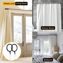 20/60/100pcs (10 Metal Rings & 10 Plastic Hooks / 30 Metal Rings & 30 Plastic Hooks / 50 Metal Rings & 50 Plastic Hooks) With Plastic Hooks Metal Curtain Rings Hanging Rings And Curtain Hooks Window Shower Rings, 30mm/1.18in Diameter (Black, Silver) - Multicolor - View 6