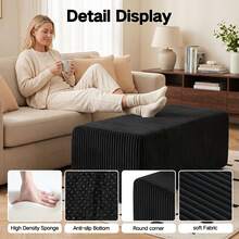 ATOMHOME Only Ottoman! Sofa Ottoman, Upholstered Corduroy Cloud Ottoman For Sofa Couches, Modern Boneless Ottoman Bench End Of Bed Bench, Oversized Sectional Sofa Footrest, Minimalist Rectangle Coffee Table For Living Room Bedroom Entryway, Room Deocr, Black - Black - View 7