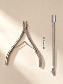 2pcs/1pc Multi-Function Cuticle Nipper Nail Art Set, Professional Stainless Steel Cuticle Pliers, Suitable For Home, Travel, Salon, Nail Tools, Nail Supplies, Essential For Nail Technicians, Cuticle Care, Gift For Women - Silver - View 6