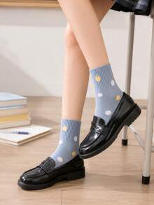 5 Pasang Kaos Kaki Kasual Wanita Setinggi Betis dengan Motif Kartun Lucu, Gaya Kampus yang Feminin - MultiWarna - View 4