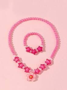 2pcs/Set Liontin Pita Lucu Kalung & Gelang Manik-manik Warna-warni Perhiasan Anak Perempuan Aksesoris Pesta Pemakaian Sehari-hari - MultiWarna - View 6