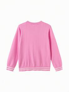 Balabala 青少年女孩針織毛衣 柔軟套頭基本上衣 舒適秋冬疊穿款 男女童適用 - 紅白色調 - 查看 5