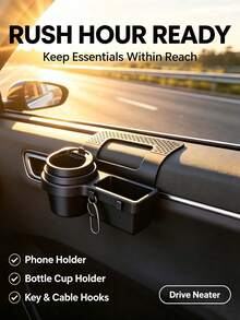 Multifunctional Car Storage Box With Cup Holder, Beverage Holder, Side Door Window Phone Slot And Hanging Storage Rack - Durable ABS Material, Easy Installation, Space-Saving Design - Multicolor - View 3