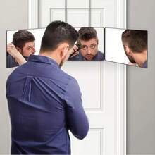 LUYAO Wall-Mounted 3-Fold Mirror, 360° Three-Way Mirror, Suitable For Hair Dyeing, Hair Braiding, DIY Haircut, Self-Haircut, Shaving, Makeup Hairdressing Tool - Black - View 7
