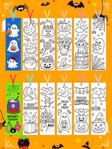 48pcs Halloween Party Favors DIY Coloring Bookmarks, Colorable Blank Bookmarks With Cute Witch, Ghost Pumpkin, Black Cat Patterns, Suitable For Coloring, Halloween Gifts, Halloween Party Favors, "Trick Or Treat" Decorations, Halloween Table Decor, Halloween Party Gifts, Halloween Decoration Cards, Halloween Gift Packaging Labels, Halloween Party Supplies, Christmas Gifts, New Year Decorations, Back To School, Student Gifts - Halloween Pumpkin - View 9