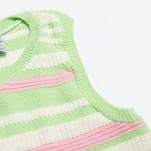 Adidas Spring/Summer Women's Fashion Slim Fit Dopamine Knit Comfortable Sports Casual Round Neck Tank Top JI7052 - Light Green/pink/white - View 3