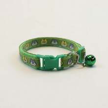 Cute Cartoon Adjustable Pet Collar With Bell And Print For Small And Medium Dogs And Cats - Green - View 6