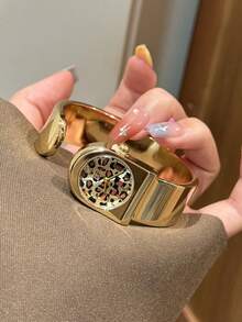1件時尚經典商務金/銀色女款石英手錶，適合日常配戴，生日/畢業禮物，休閒派對 - 金色 - 查看 4