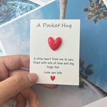 1pc/5pcs/10pcs Red Heart Pocket Hug Card With Resin Heart Charm, Cute Healing Style Encouragement Blessing Mini Card, Gift, Suitable For Family, Friends, Lovers, Colleagues, Valentine's Day, Birthday, Wedding Small Gift - Heart Pocket Hug Card - View 9
