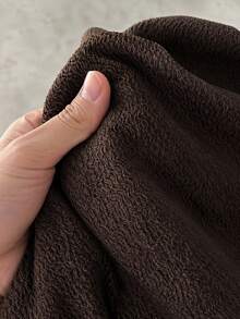 Women's Elegant Textured Wide Leg Pants, With Drawstring And Pockets, Fashionable Flowy Polyester Pants, Slightly Elastic - Brown - View 5