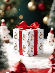 1 Roll Of Christmas Gift Wrapping Paper Featuring A Christmas Capybara And Snowman Pattern; Made Of Coated Paper; Dimensions: 43 Cm X 300 Cm; Suitable For Christmas Gift Wrapping, Party Decorations, Gift-Giving, And Christmas Crafts. - A - View 7
