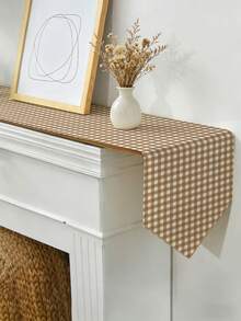 1pc,Crafted Table Runner,Modern Minimalist Plaid Triangular Table Runner,Pointed Irregular Table Runner,Microwave Oven Protective Cover,Pointed Irregular Tablecloth,Suitable For Dining Table,Coffee Table,Home Decor,Durable Kitchen And Dining Room Decoration,Dining Table Decor,Entryway Decor - Camel - View 5