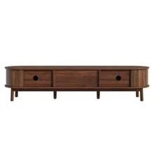 Modern Solid Wood TV Stand With Drawers, Classic Rounded Corners, Sturdy Wooden Legs, TV Cabinet With Storage For The Living Room. - 棕色 - 查看 9