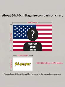 1pc Customized American Flag - Add Your Own Image And Text - Face Cutout - Suitable For Birthday, Wedding, Party, Father's Day, Mother's Day, Valentine's Day, Home Decor - Also Available For Customized Tapestry, Garden Flag, Customized Flag - Classic American Flag - View 12