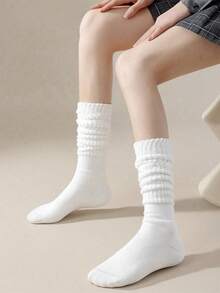 3 Pares/Conjunto de Meias Femininas da Moda até a Panturrilha, Meias até o Joelho, Meias de Barco, Adequadas como Meias Slouch, Artesanato de Tricô de Dupla Camada, Usáveis em Todas as Estações 1/6 Pares - Multicolorido - Visão 3