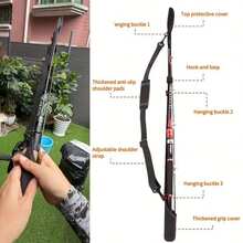68 Inch Extended Fishing Rod Protective Bag - Fishing Rod Strap - Adjustable, Portable, Durable Fishing Rod Holder - Black - View 6
