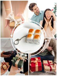 Keyboard Key Keychain, Pressure Relief, Bread Stress Toy, Creative Bag Pendant, Office School Home Novelty, Friend Gift. - Multicolor - View 9